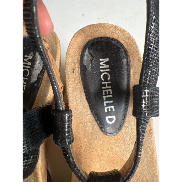 Michelle D Black Rhinestone T-Strap Sandals Shoes Womens Size 5.5 - Picture 6 of 9